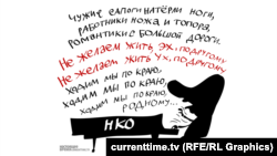 Зарубежным НКО в России не место - карикатура currenttime.tv 